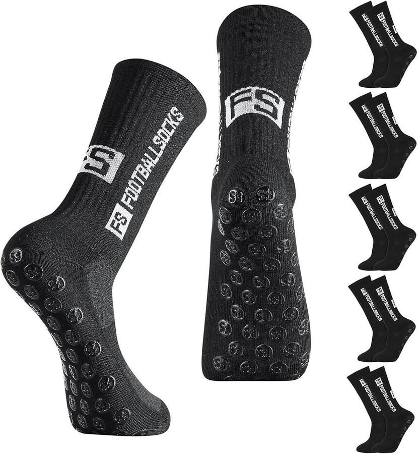 Set van 6 Antislip Sportsokken voor Heren Grip Sokken voor Voetbal Training en Hardlopen