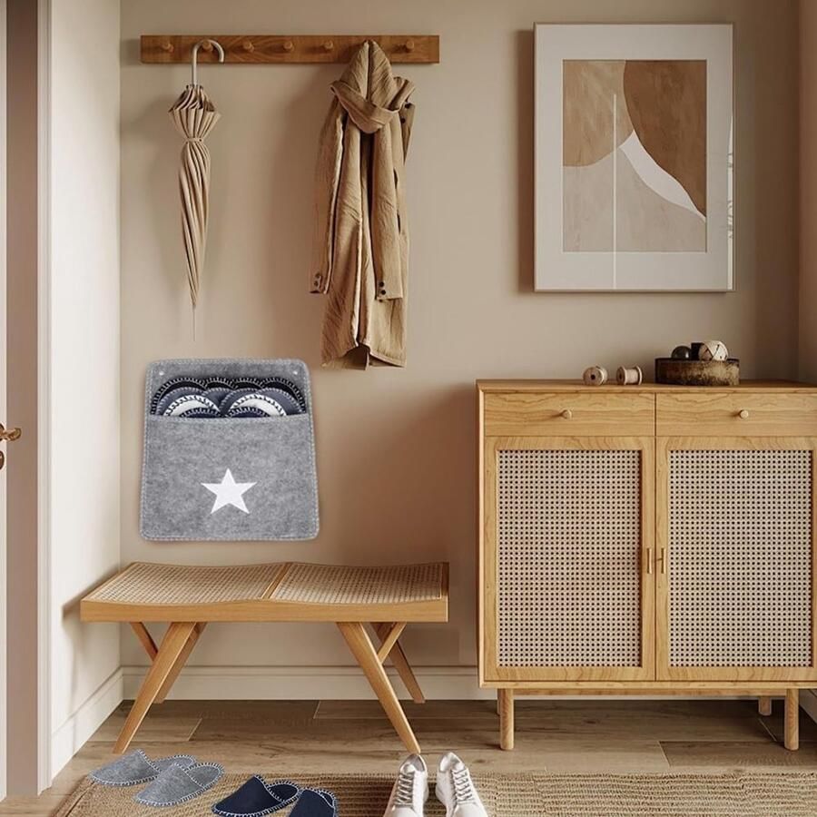 Set van 6 Gastenpantoffels van Vilt voor nen en met Opbergzak Ideaal voor Familie Hotel en Reizen Comfortabele Slippers voor Thuisgebruik