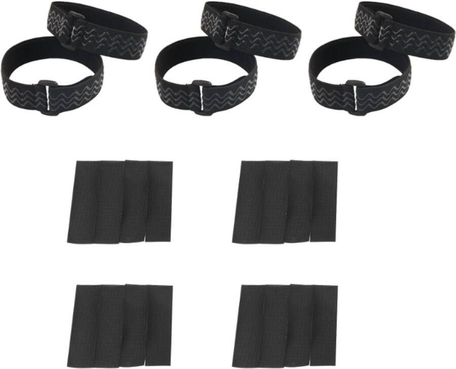 Set van 6 Laarzenriemen Antisliplaarzen Vaste riemlussen zwart * Met 48 plakstrips Antislip Knielaarzen Bandjes met Vaste Riem nylon