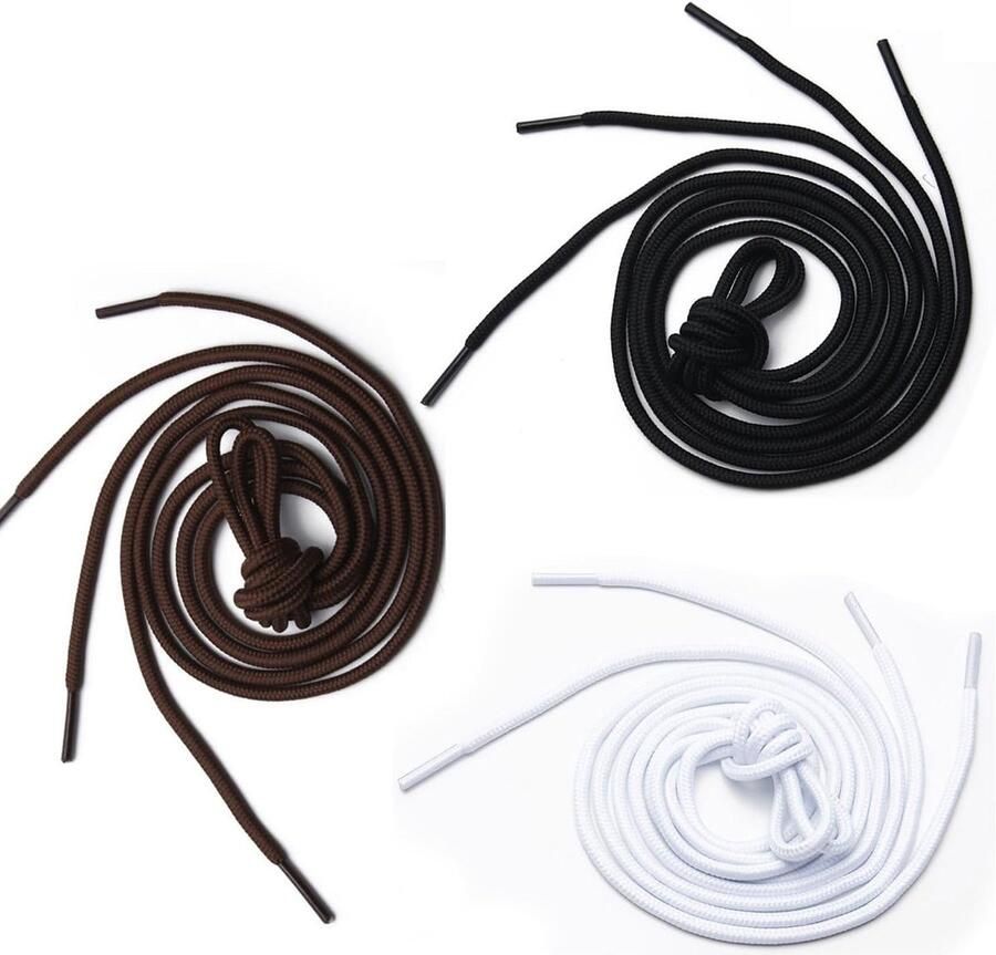 Set van 6 paar 4mm ronde sportveters duurzame polyester veters voor schoenen vervangende waxed laces voor boots en sneakers