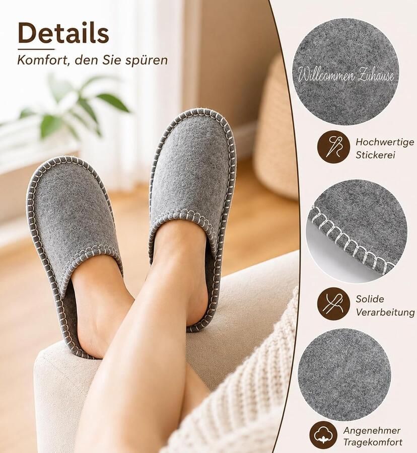 Set van 6 paar gastenpantoffels met haken voor en kinderen antislip uniseks hoogwaardige vilten gastenpantoffels voor thuis reizen en hotel