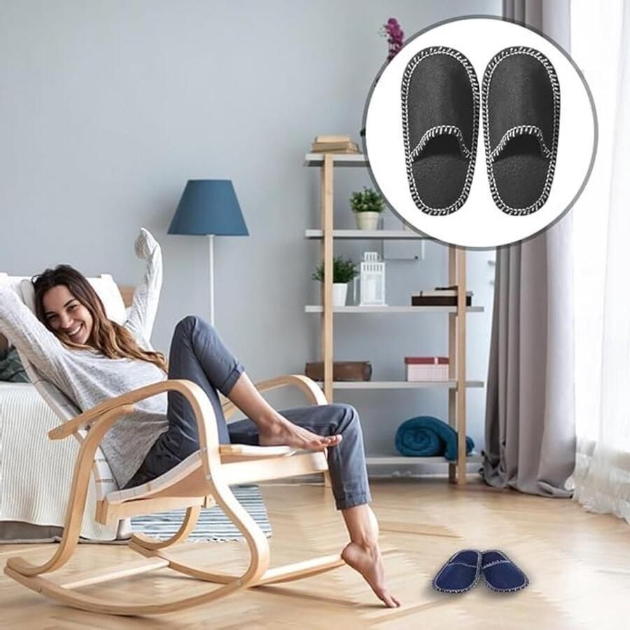Set van 6 Paar Voelt Slippers voor Gasten Antislip Slippers voor Thuis Spa en Hotel Unisex Wit 2 3