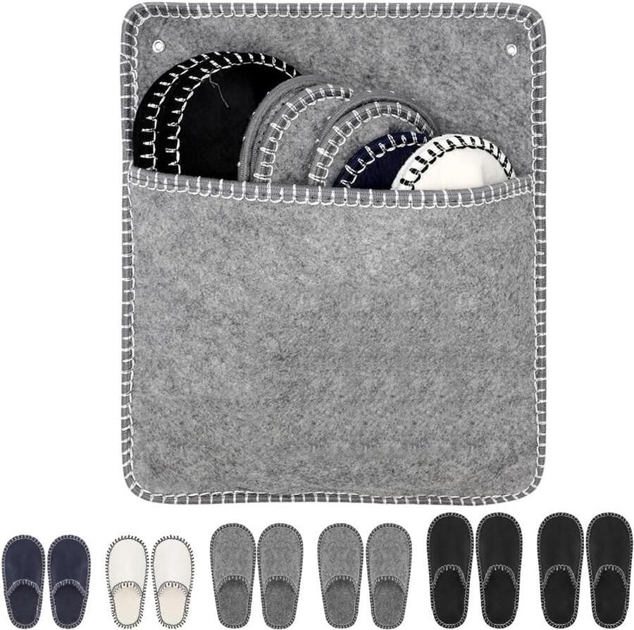 Set van 6 paar vilten antislip gastenpantoffels vilten pantoffels antislipzool wegwerppantoffels uniseks pantoffels voor hotel woonkamer slaapkamer spa en gasten