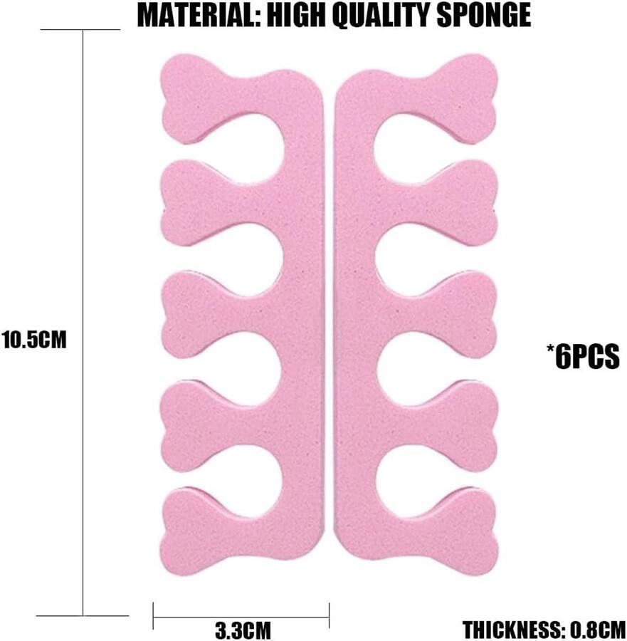 Set van 6 silicone teenslippers voor bunioncorrectie pijnverlichting en pedicuretool van zacht schuim voor nagellak