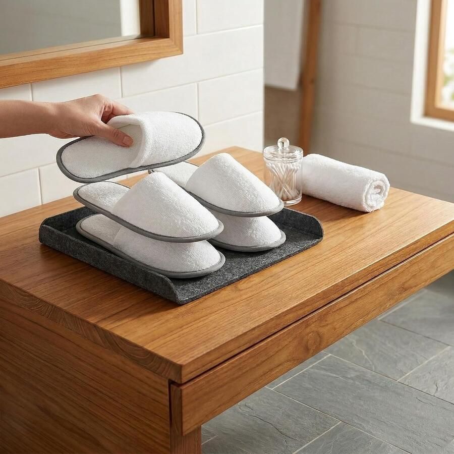 Set van 6 Unisex Huisslippers van Katoen en Linnen Ade d en Wasbaar met Antislipzool voor Thuis Gastverblijven Spa en Reizen