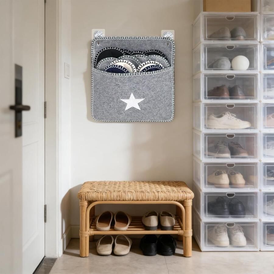 Set van 6 Wasbare Vilt Slippers voor Gasten Beige Antislip Comfortabel met Opbergtas