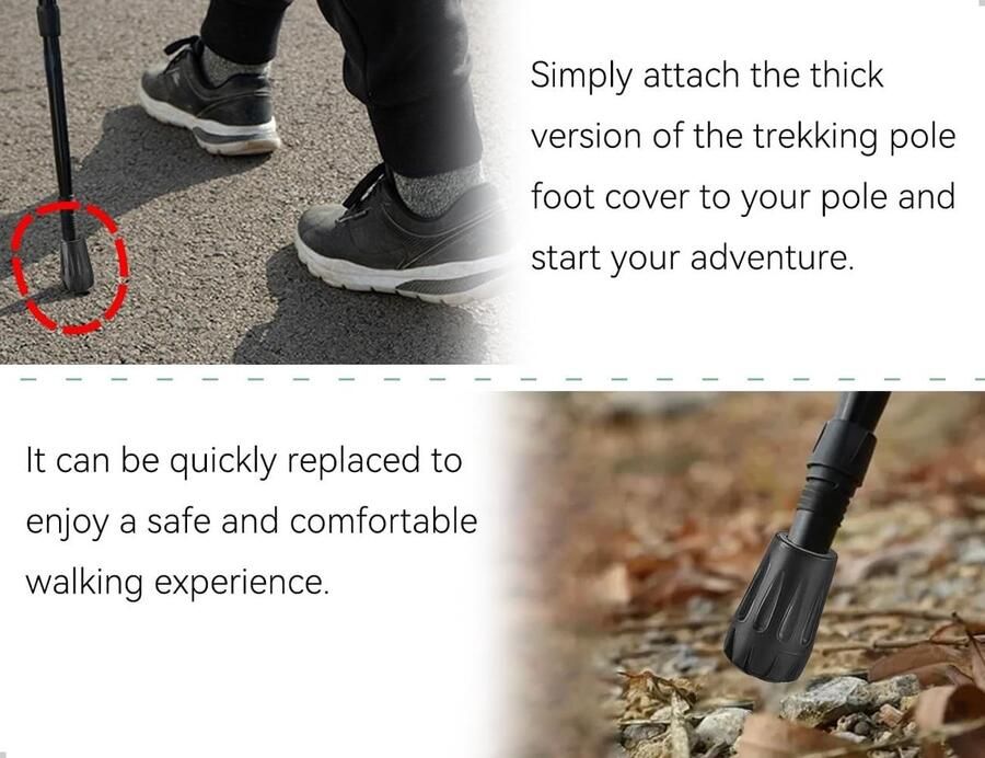 Set van 8 Rubber Stoppen voor Wandelschoenen Bergbeklim Kamperen en Buitenactiviteiten Zwart