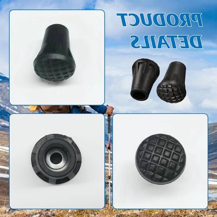 Set van 8 rubberen buffers voor wandelschoenen geschikt voor asfalt en alle trekkingstokken verhoogt comfort en grip tijdens wandelen en trekking