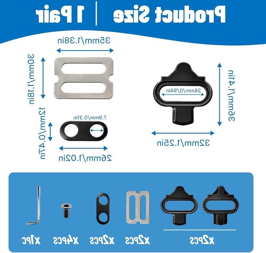 Set van duurzame en verstelbare fietsschoenen cleats antislip pedaalplaten met schroeven en metalen platen voor 2-holeschoenen