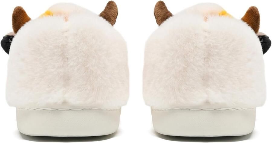 Sharllen Harige koe slippers nieuwigheid leuke dieren huis slippers harige pluche winter warme katoenen schoenen voor mannen binnen en buiten