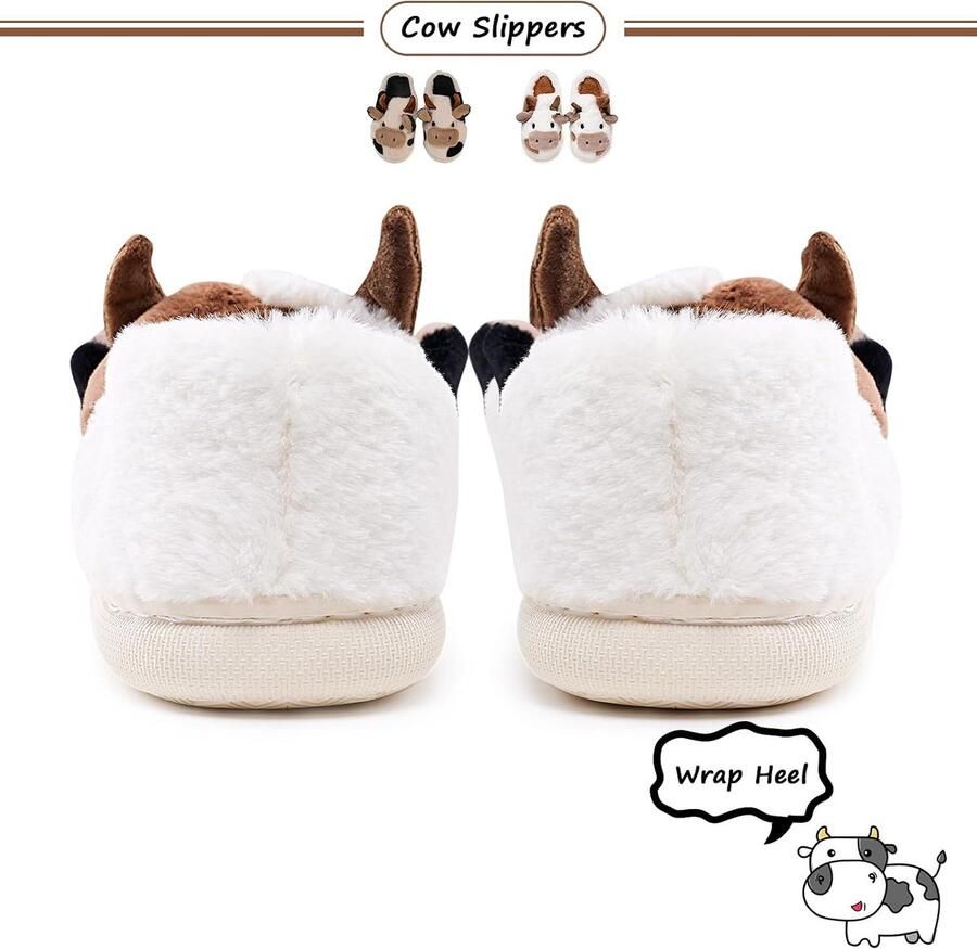 Sharllen Harige koe slippers nieuwigheid leuke dieren huis slippers harige pluche winter warme katoenen schoenen voor mannen binnen en buiten