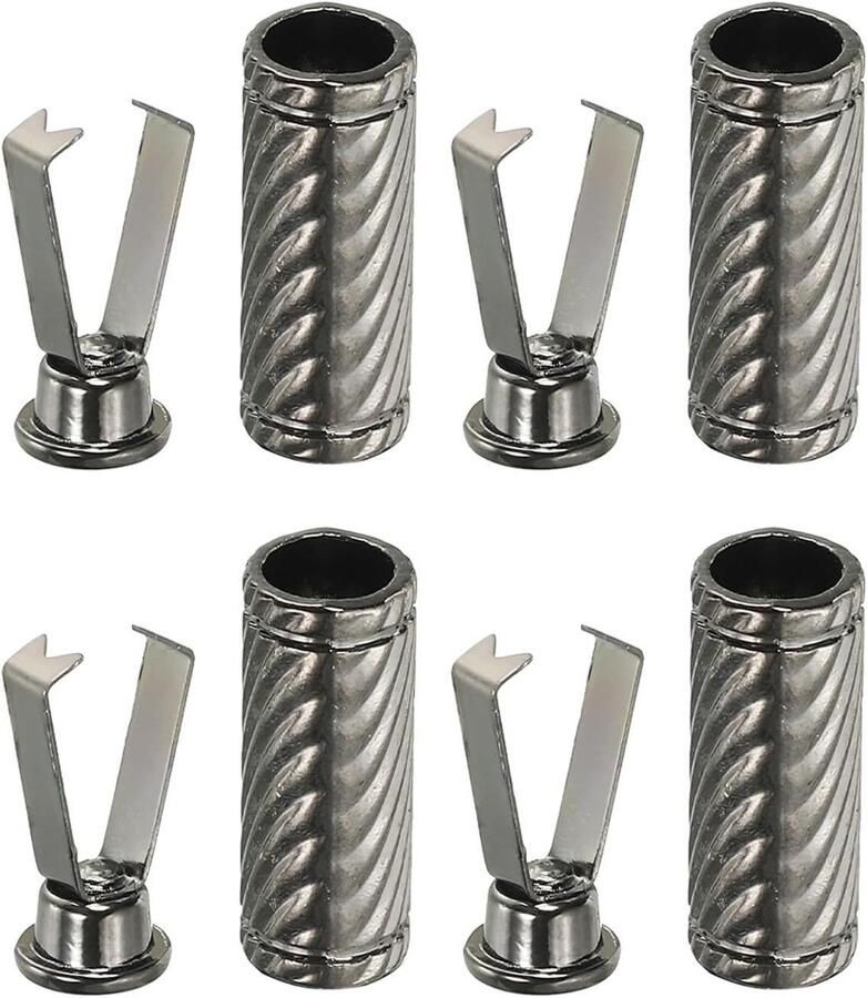 Shoelace Tips Schoenveterskoppen Koordkoppen Reparatie en Afwerking Cilindrische Vorm 19mm Hoog Donkergrijs