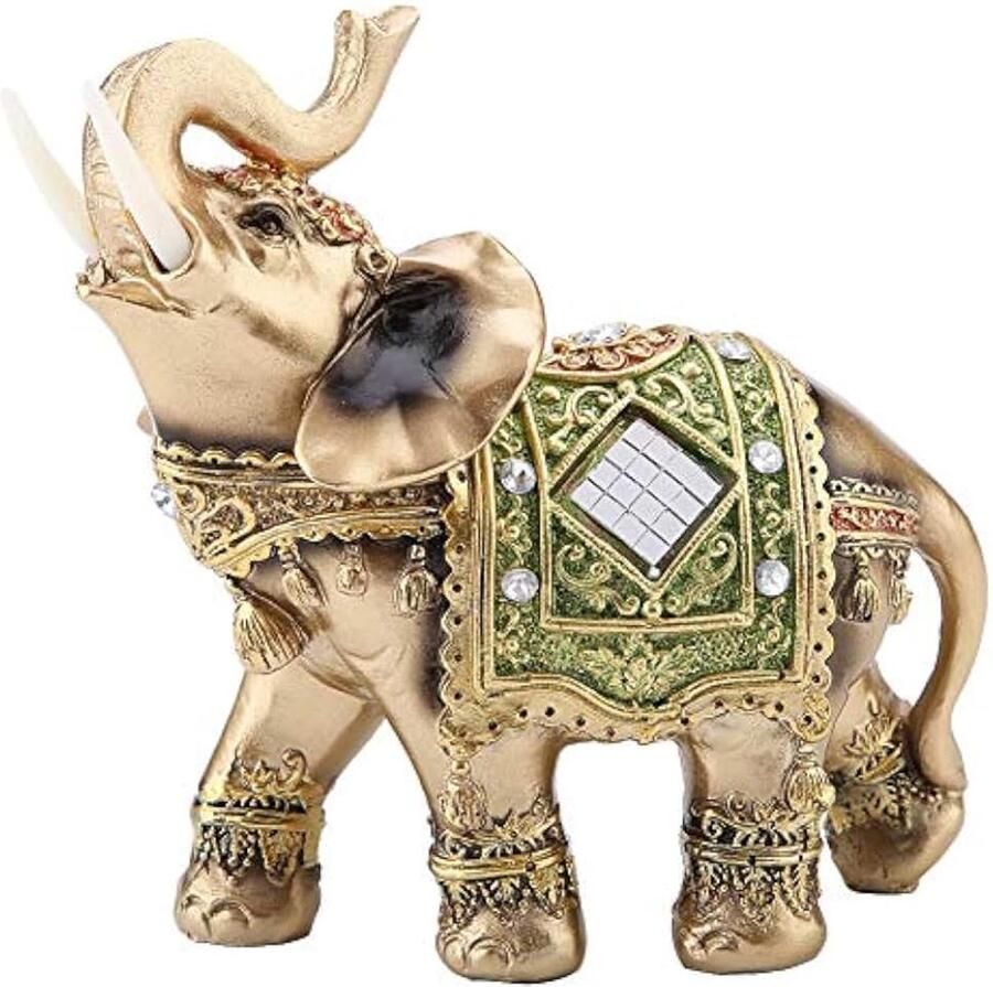 Shui Olifant Beelden Lucky Feng Shui Groene Olifant Sculptuur Rijkdom Beeldje Collectible Beeldje Gift Home Decor Feng Shui Ornament(#2)