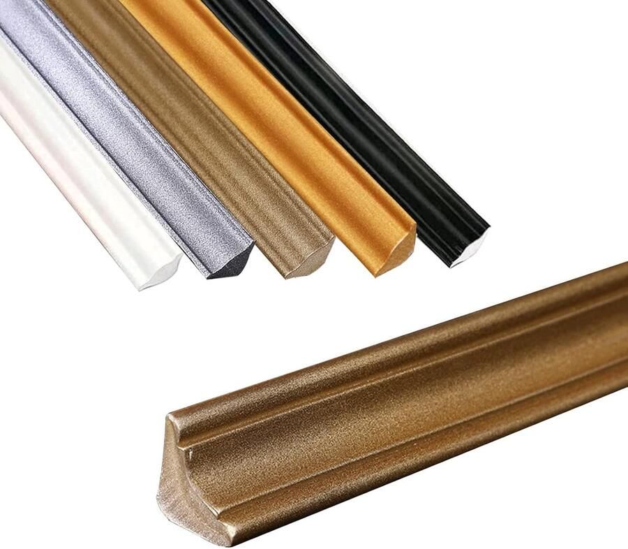 Sierstrip zelfklevende kwartronde wandafwerking kunststof sierstrip voor wandhoekdecoratie waterdichte schimmelwerende afdichtstrip voor vloer wandplint (champagnekleurig goudkleurig