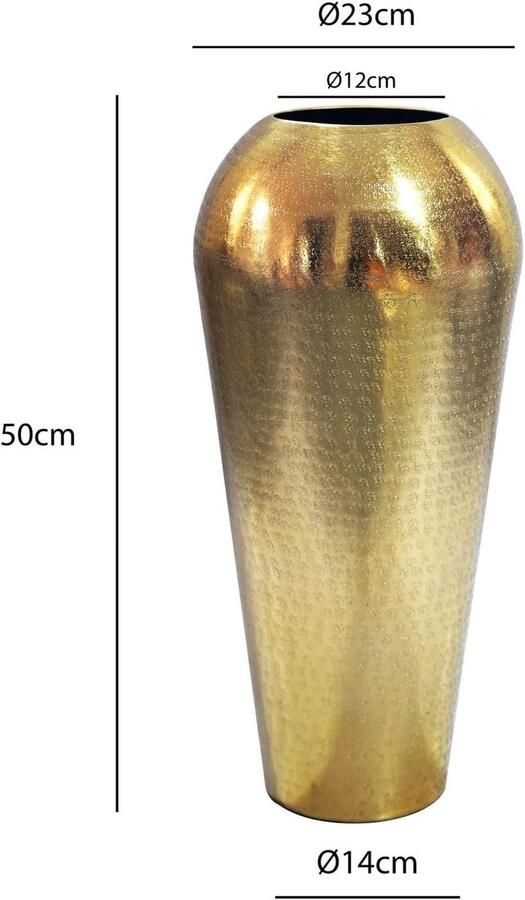 Siervaas 23x23x Aluminium Goud Vloervaas Gehamerd staande vaas in slanke vorm bloemenvaas handgemaakt woondecoratie voor woonkamer eetkamer en hal
