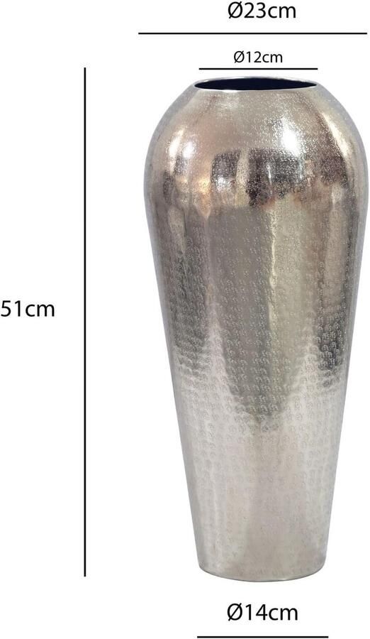 Siervaas 23x23x Aluminium Zilver Staande Vaas vloervaas met gebogen silhouet bloemenvaas van metaal handgemaakt woondecoratie voor de woonkamer