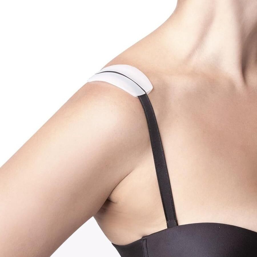 Silicone Bra Strap Cushions 2 Pairs Non Slip Bra Strap Pad Holder Shoulder Strap Pad Relief Pain Shoulder Pads Bra Straps Retainers white and black