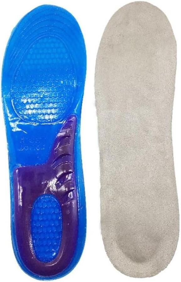 Silicone Gel Insoles Sole Padded Orthotic Pad Massaging Shoe Shock Absorption Arch Support Insoles-Blue S