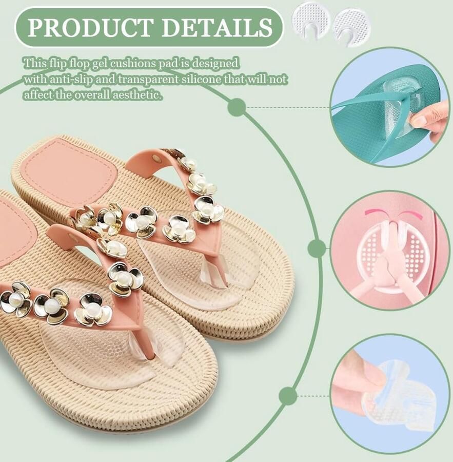 6 paar siliconen teensandalen teenbeschermers zachte anti-slijtage flip flop gel kussens pad heldere flip-flops beschermers voorkussen van string sandalen geschikt voor mannen en vrouwen
