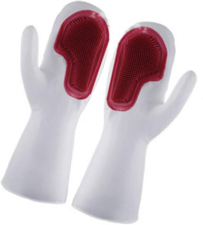 Siliconen Afwashandschoenen Waterdichte Geïsoleerde Herbruikbare Schoonmaakhandschoenen met Antisliphandgreep voor Keukenhuishoudelijk Werk (Rood)