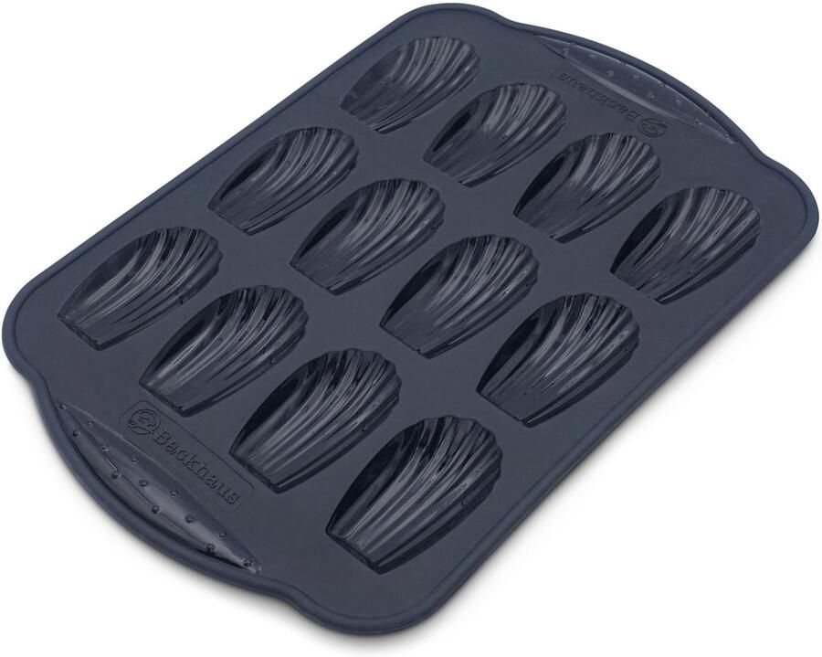 Siliconen bakvorm Muffins Madeleines Mini Cupcakes Platinium siliconen antiaanbaklaag BPA-vrij (Madeleines 12 holtes Zwart)