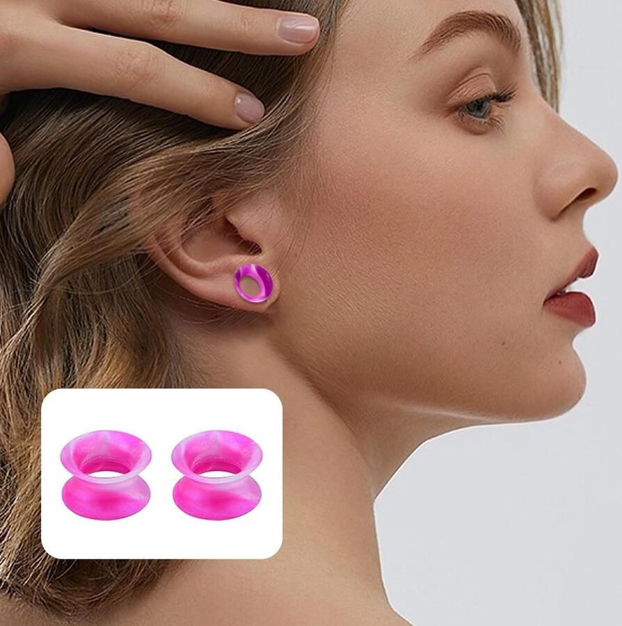 Siliconen flesh tunnels set 3-20 mm extra zachte siliconen oortunnel plug double flared oorplugs oorpiercing sieraden voor nen en meerkleurig