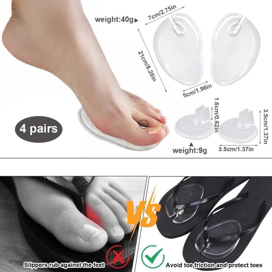 Siliconen Vingerbeschermers 4 Paar Herbruikbare Antislip Vingerbeschermers voor Slippers en Sandalen Ideaal voor Comfort en Bescherming
