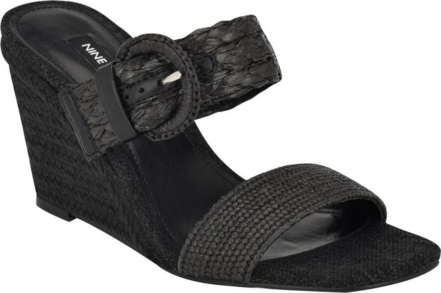 Sleehak Sandalen met Vierkante Neus en Geweven Details voor Dames