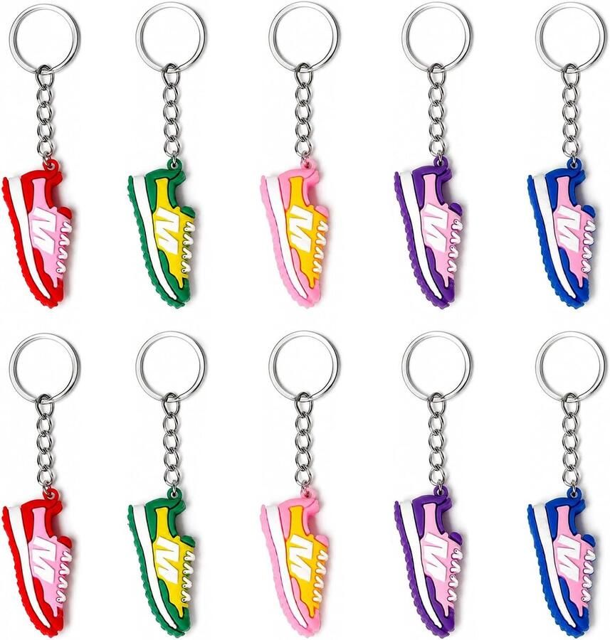 Sleutelhangers voor gymschoenen 12 stuks roze blauw rood groen geel paars sportief en kleurrijk ShopVlot