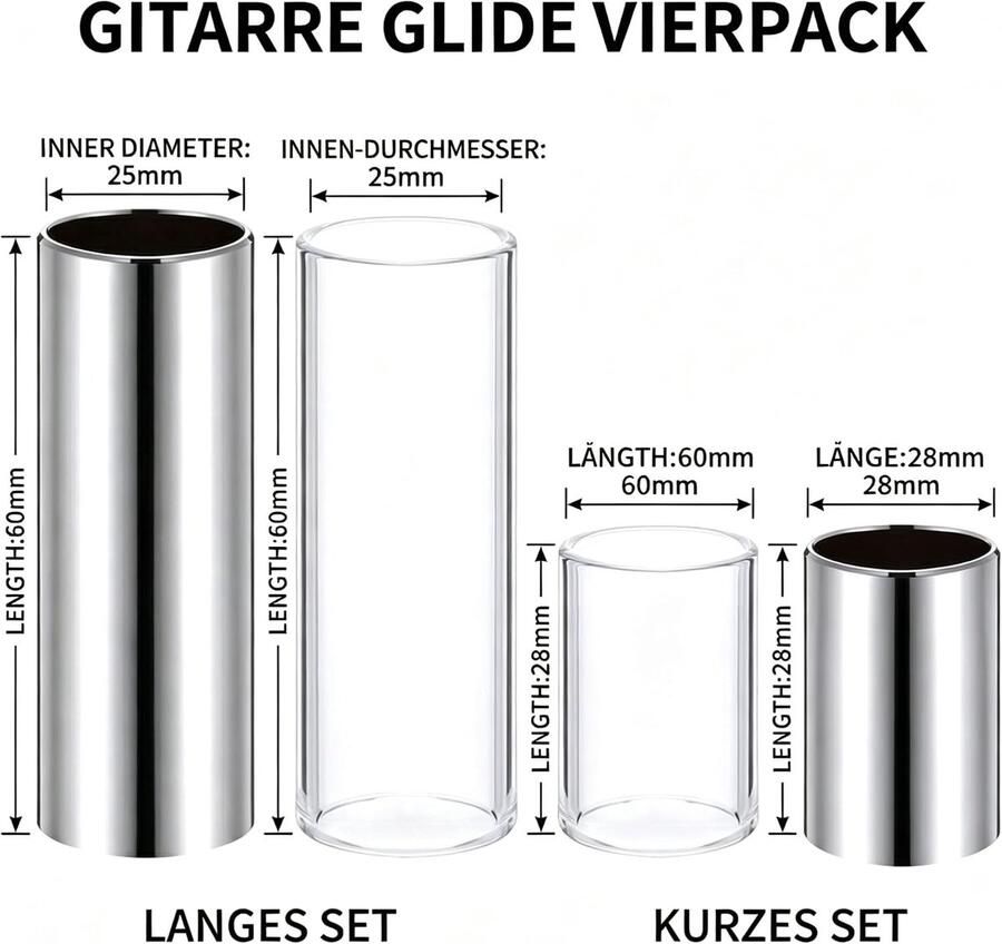 Slide Set voor E-gitaar akoestische gitaar bas en lap steel