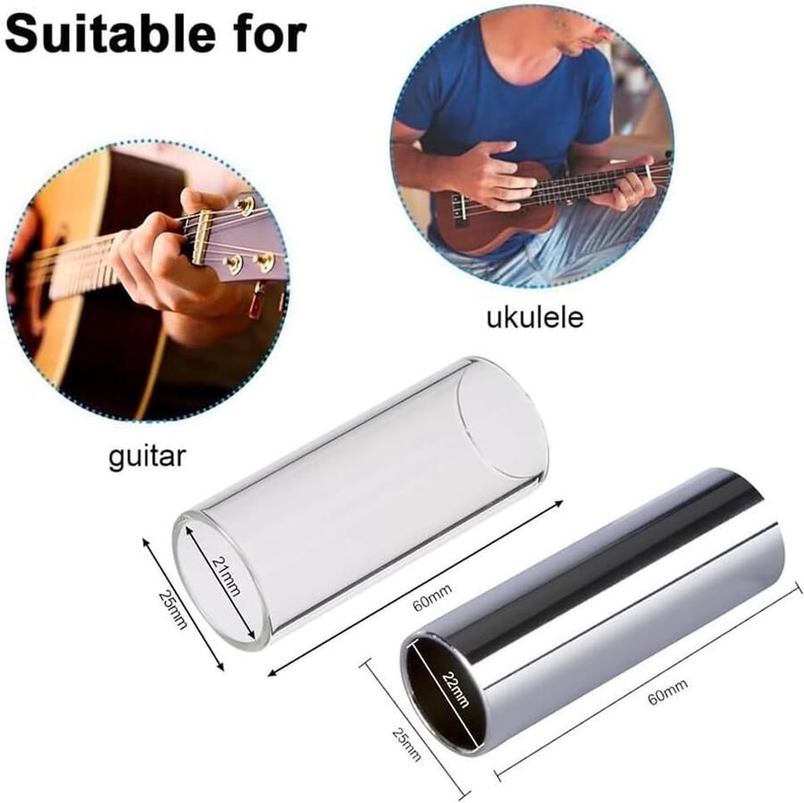 Slide voor gitaar en basgitaar 2 stukken glijbaan slide-accessoires rails van glas en roestvrij staal