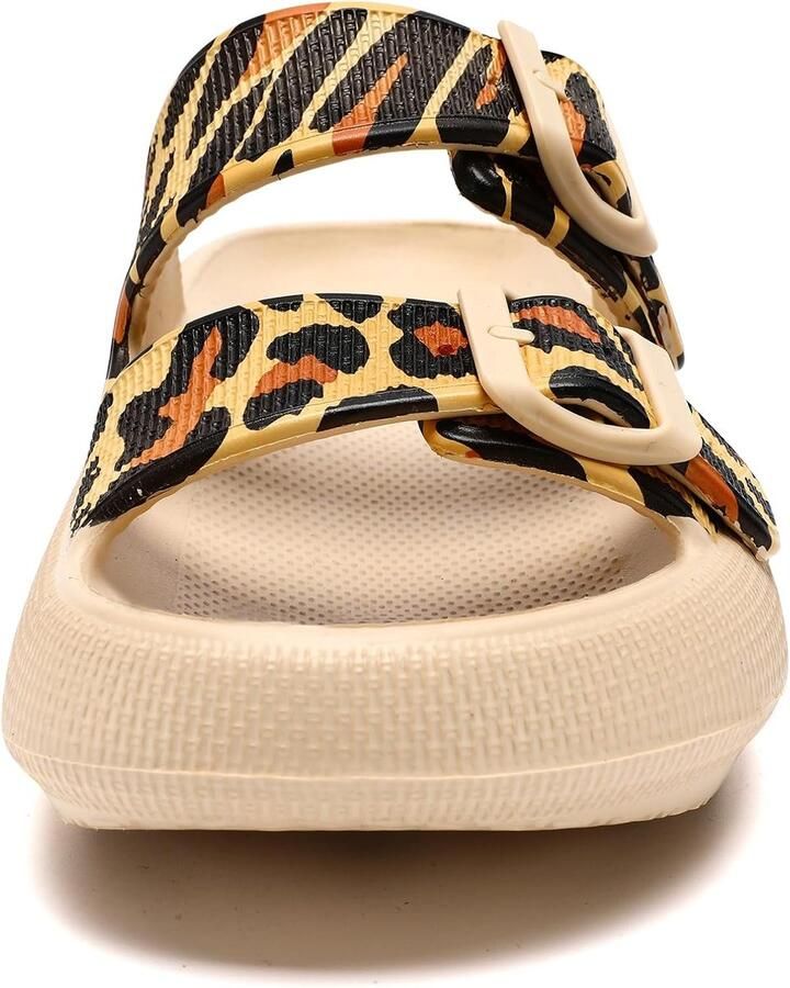 Sliders nen Sandalen met Verstelbare Gespen Douche Badkamer Antislip Sneldrogende Open Teen Super Zachte Comfortabele Dikke Zool Slippers Indoor Outdoor