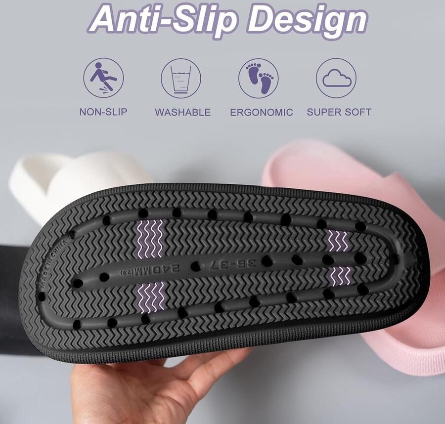 Slides Slippers badslippers voor en zachte antislip gezellige slippers originele wolkenslippers zomerslippers rubberen douche-badschoenen strandsandalen