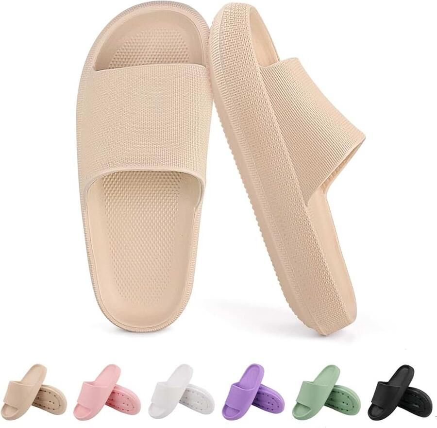 Slides Slippers badslippers voor en zachte antislip gezellige slippers originele wolkenslippers zomerslippers rubberen douche-badschoenen strandsandalen