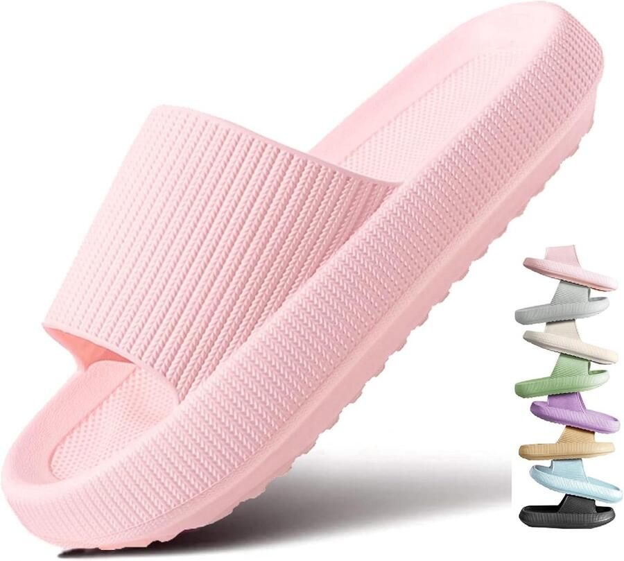 Slides Slippers Antislip Cushionaire Sandals Dikke Sloffen Teenslippers Zool Unisex Zachte Bathing Beach