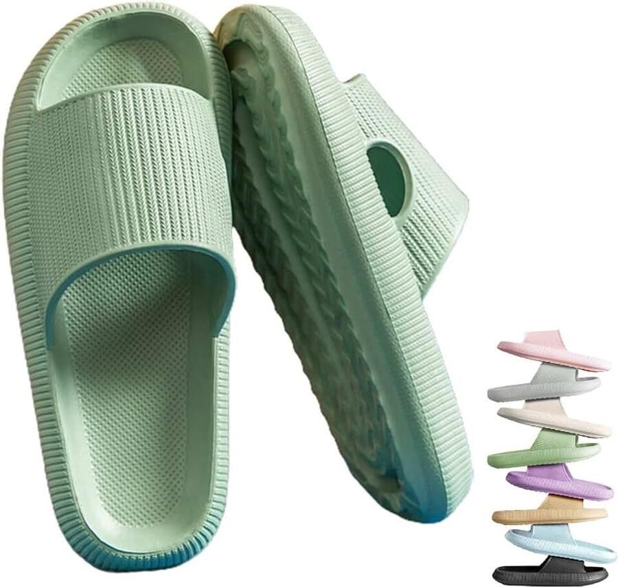 Slides Slippers Antislip Cushionaire Sandals Dikke Sloffen Teenslippers Zool Unisex Zachte Bathing Beach