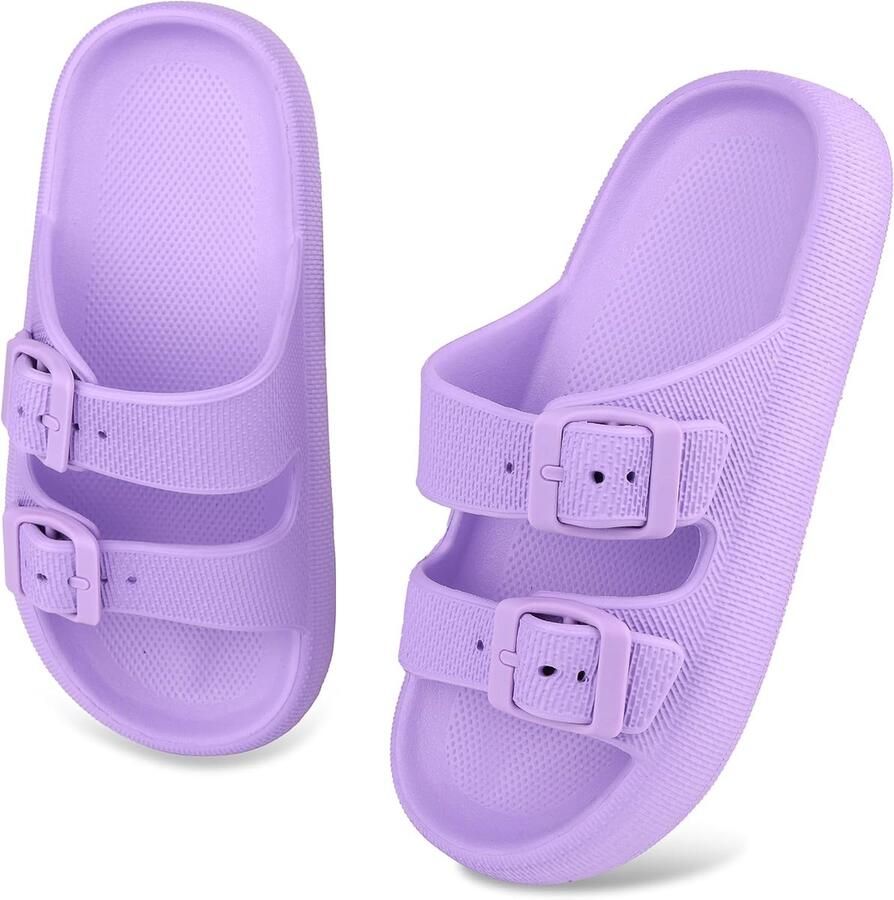 Slides voor en verstelbare dubbele gesp EVA-sandalen zomerkussen pantoffels douche strand zwembad schuiver