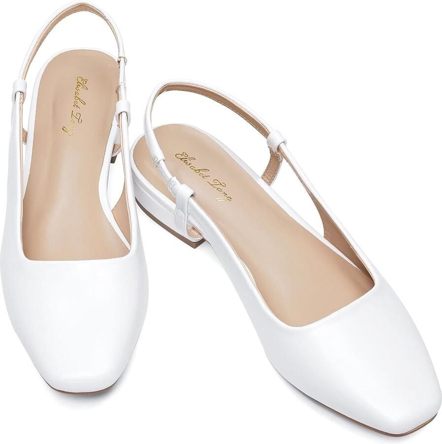 Slingback-ballerina's voor dames met gesloten vierkant teen slip-on voor werk feest bruiloft eindexamenbal casual en elegant comfortabel