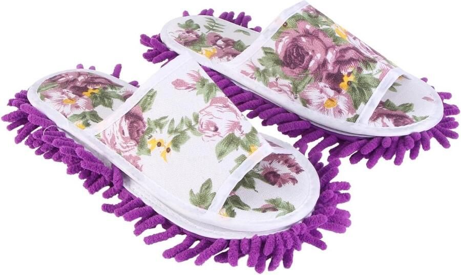 Slip Floor Cleaning Slippers with Removable Chenille Mop Comfortable Durable Home Shoes for Kitchen Bedroom Study Room Soundless Use