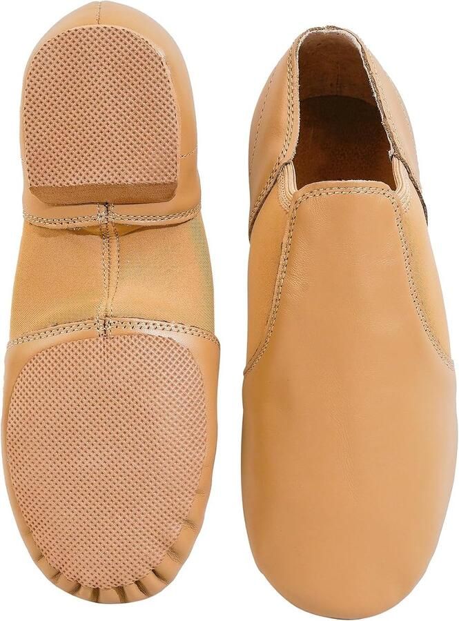 Slip-on jazz schoenen echt leer gedeelde zool danspraktijk & perfor ce jazz dansschoenen voor en