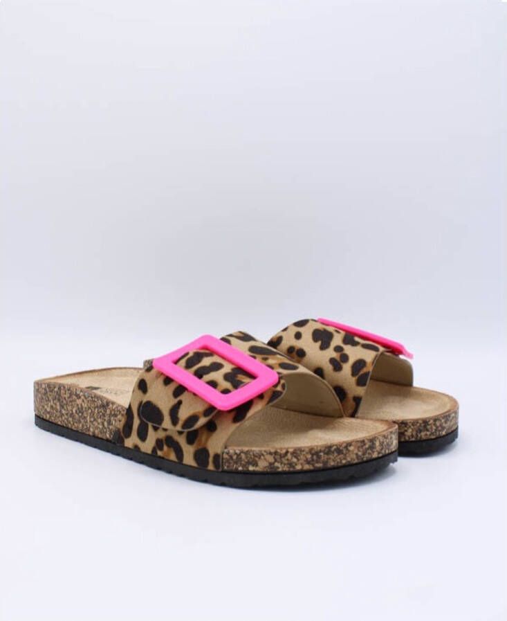 Slipper Leopardprint Roze Gesp