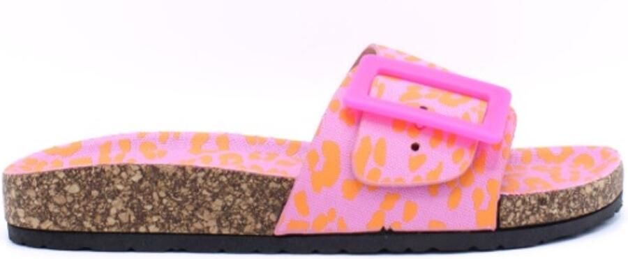 Slipper Leopardprint Roze met Oranje