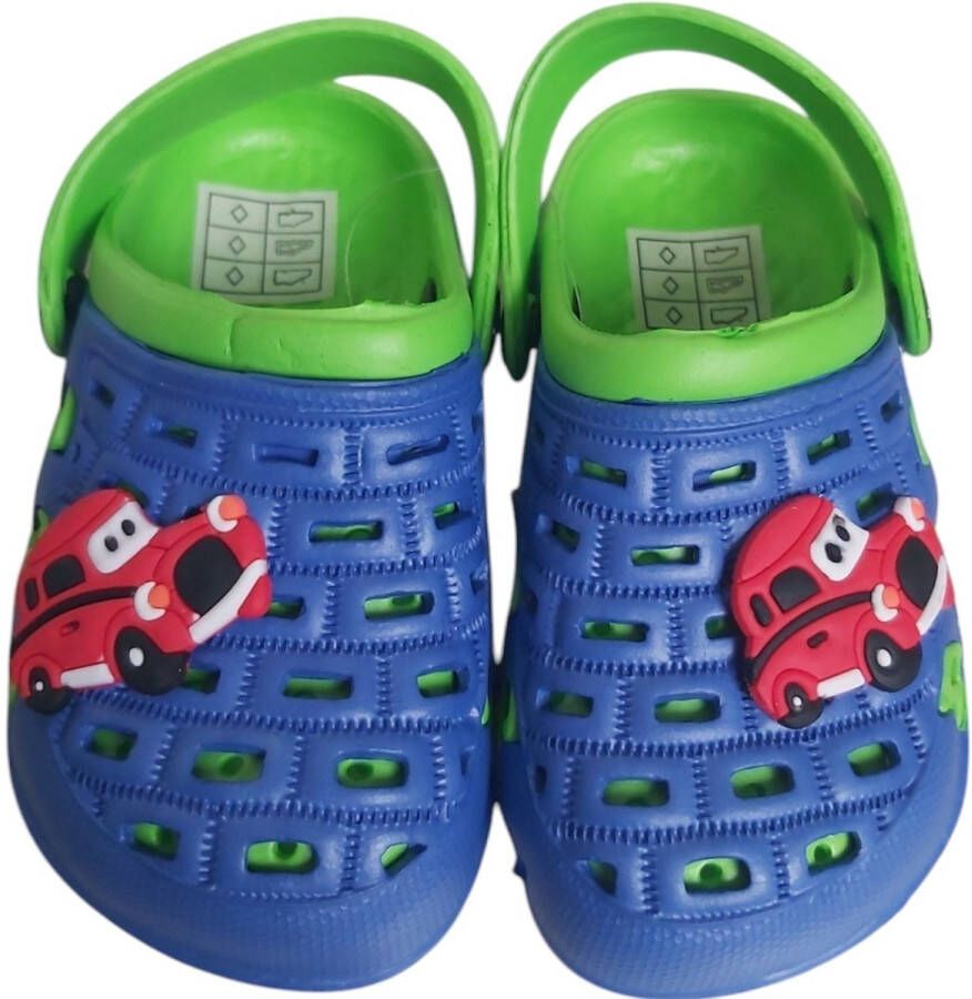 Slipper schoen blauw groen met cars auto