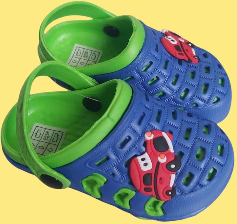 Slipper schoen blauw groen met cars auto