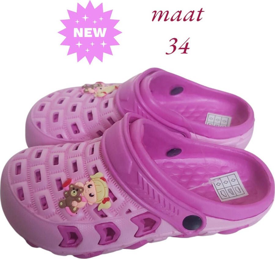 Slipper schoen horizontaal pink fuchsia met meisje