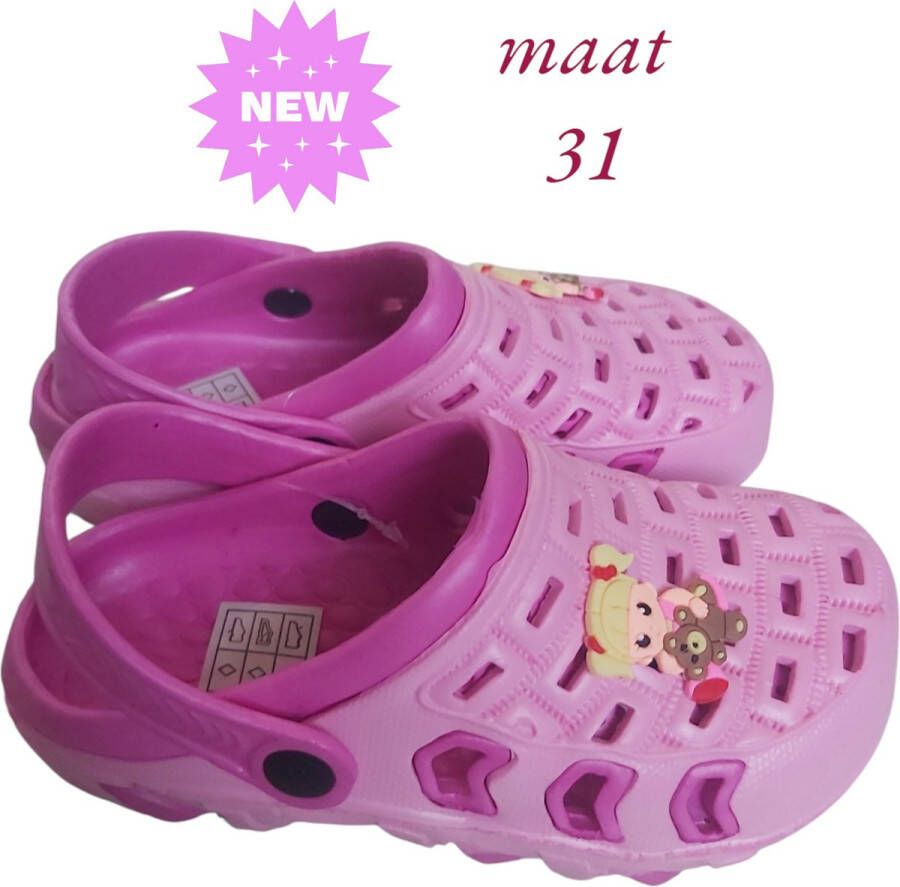 Slipper schoen horizontaal pink fuchsia met meisje
