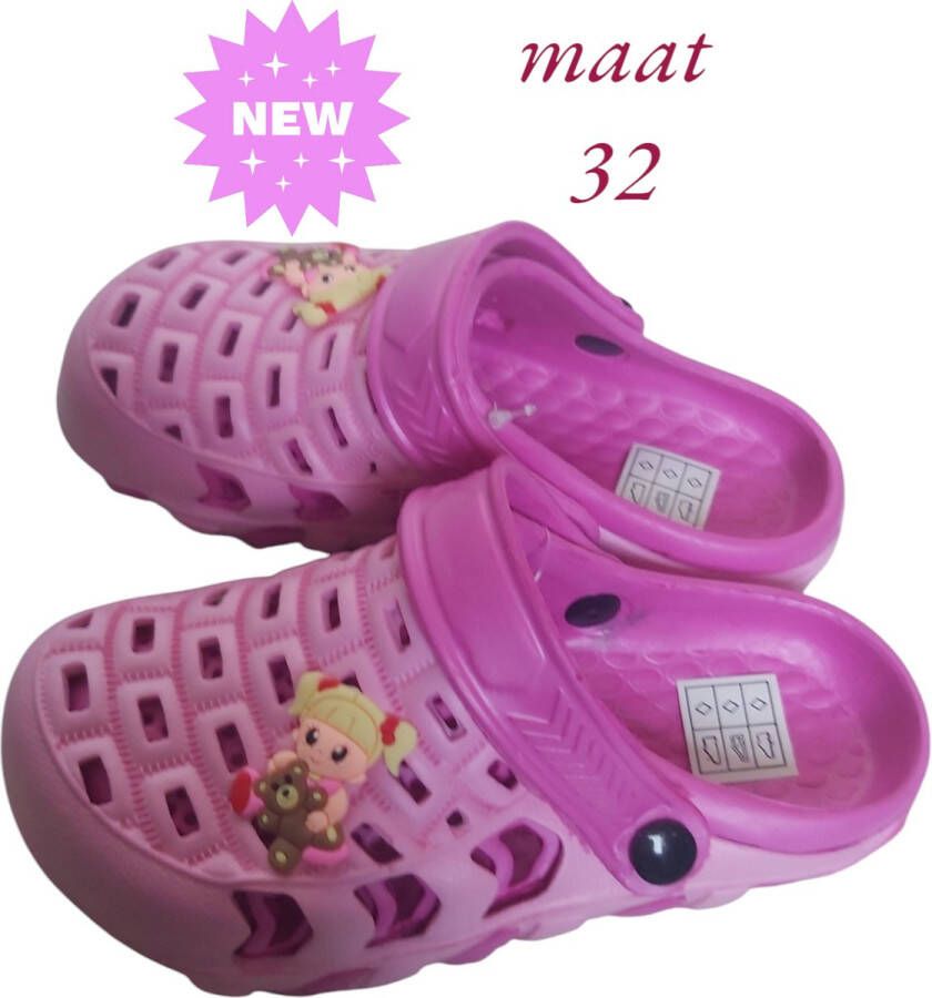 Slipper schoen horizontaal pink fuchsia met meisje