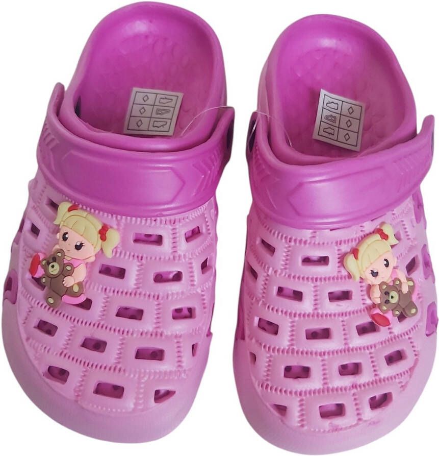 Slipper schoen horizontaal pink fuchsia met meisje