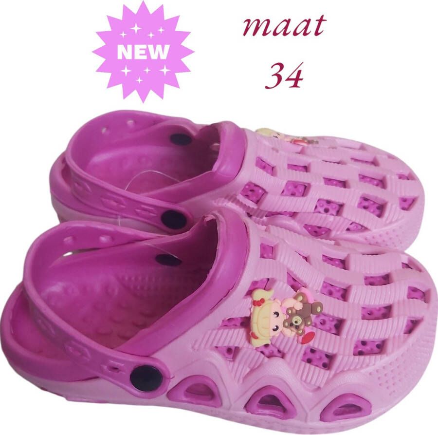 Slipper schoen verticaal pink fuchsia met meisje