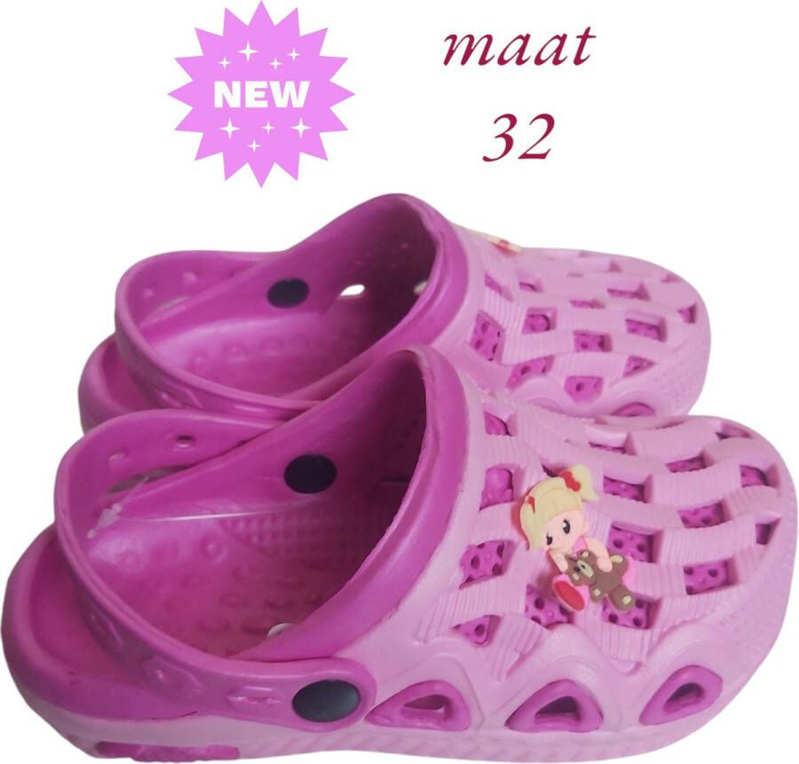 Slipper schoen verticaal pink fuchsia met meisje